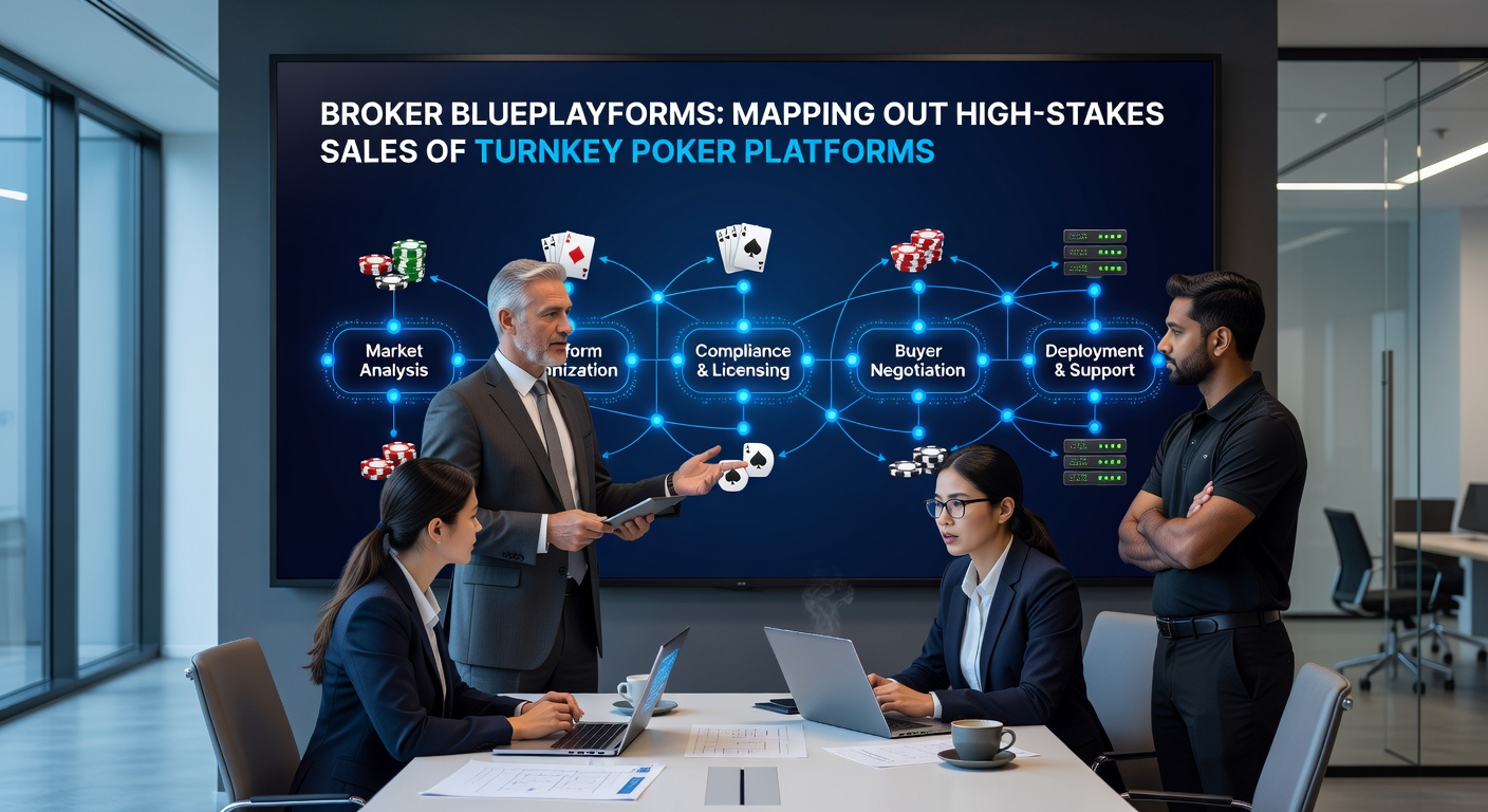 Close-up of hands shaking over a poker table blueprint, symbolizing a sealed high-stakes deal for a turnkey platform sale