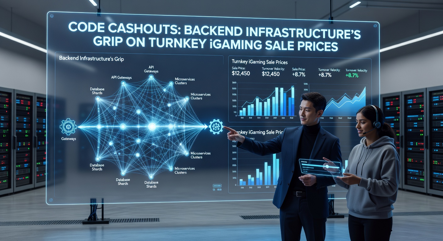 Chart showing correlation between backend tech investments and turnkey iGaming sale prices, with bars for custom vs. white-label platforms