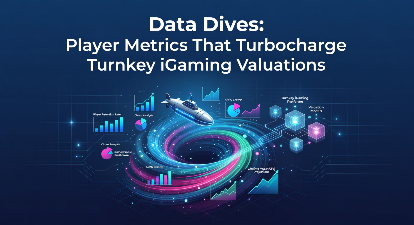 Graph showing rising player metrics and iGaming platform valuations over time, with lines for active users, retention, and revenue per user