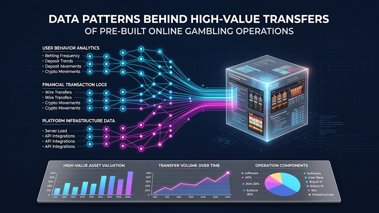 Infographic showing valuation multiples and compliance data points across gambling platform transfers