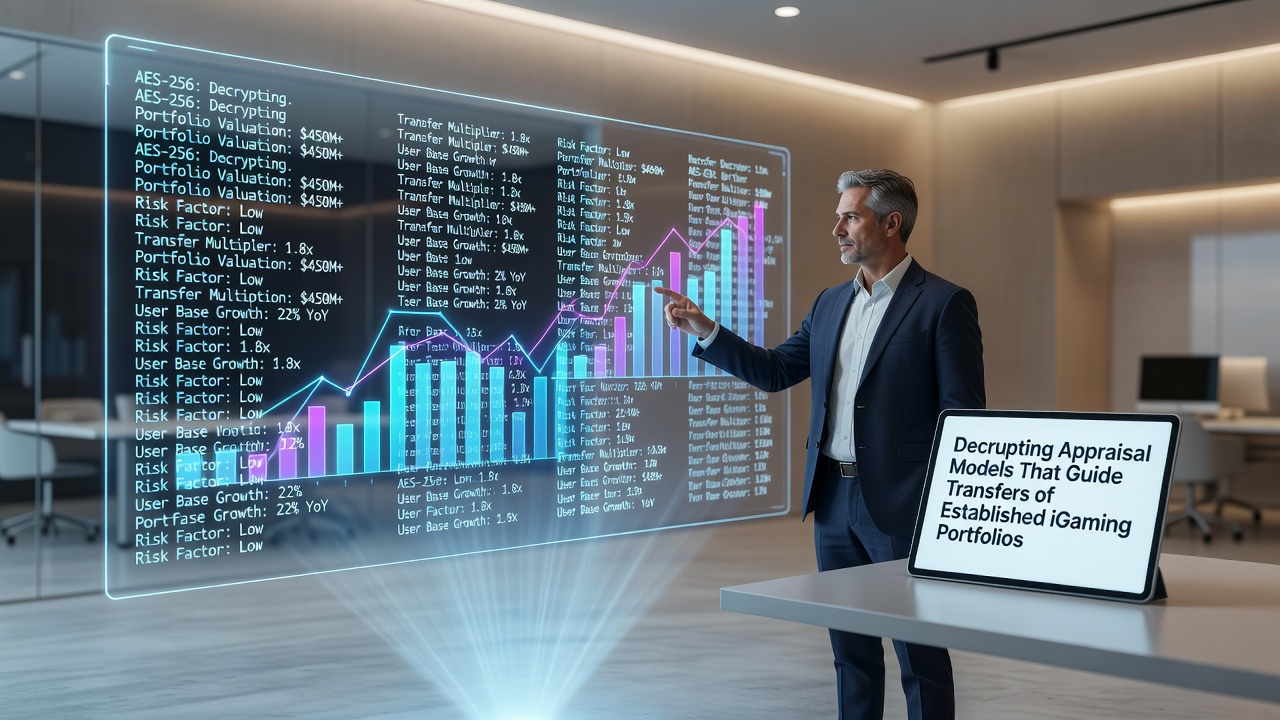 Illustration of data charts and financial metrics used in iGaming portfolio appraisals