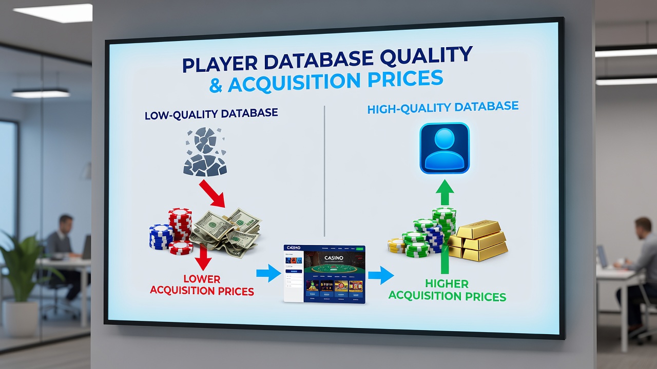 Graph depicting correlation between player retention metrics and casino acquisition prices