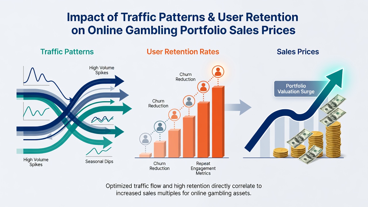 Dashboard view of user retention analytics for gambling websites
