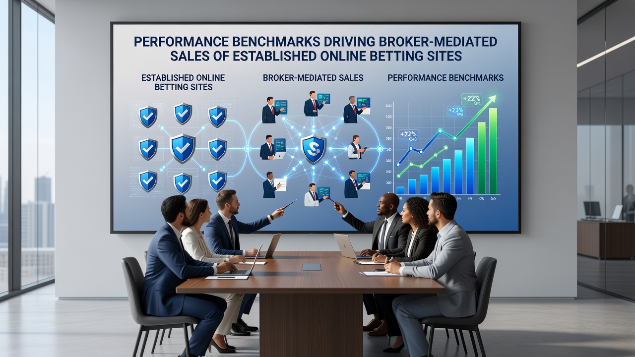 Broker reviewing verified performance data for online betting platform acquisition