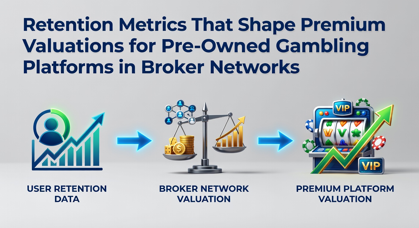 Chart showing player retention curves and valuation multiples for pre-owned gambling platforms in broker networks