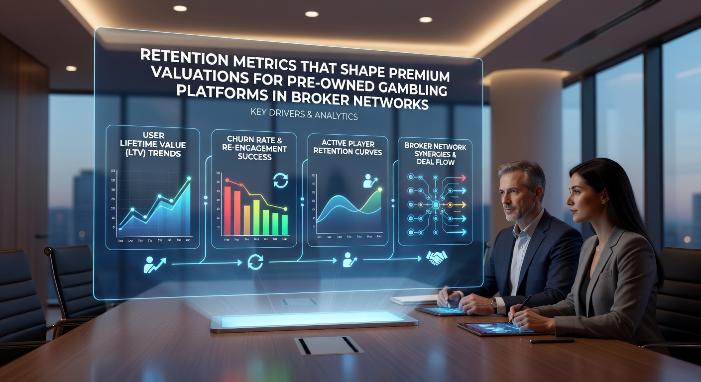 Dashboard view of retention analytics used during broker network evaluations of gambling platforms