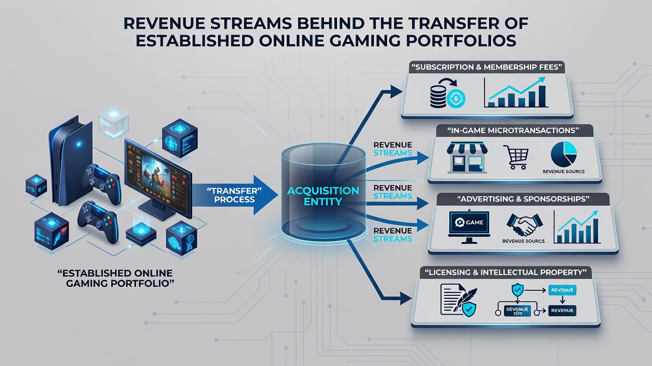 Detailed view of gaming portfolio revenue breakdown and transfer documentation