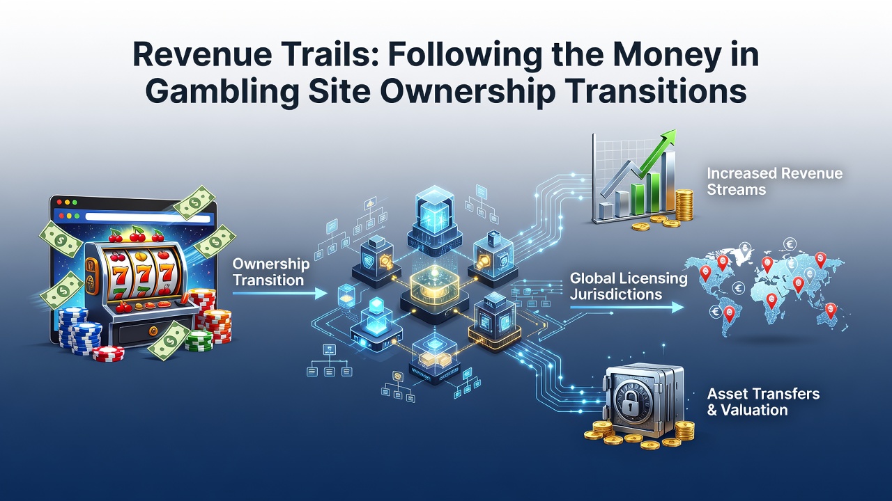 Financial documents and revenue charts spread across a desk during a gambling site ownership transition review