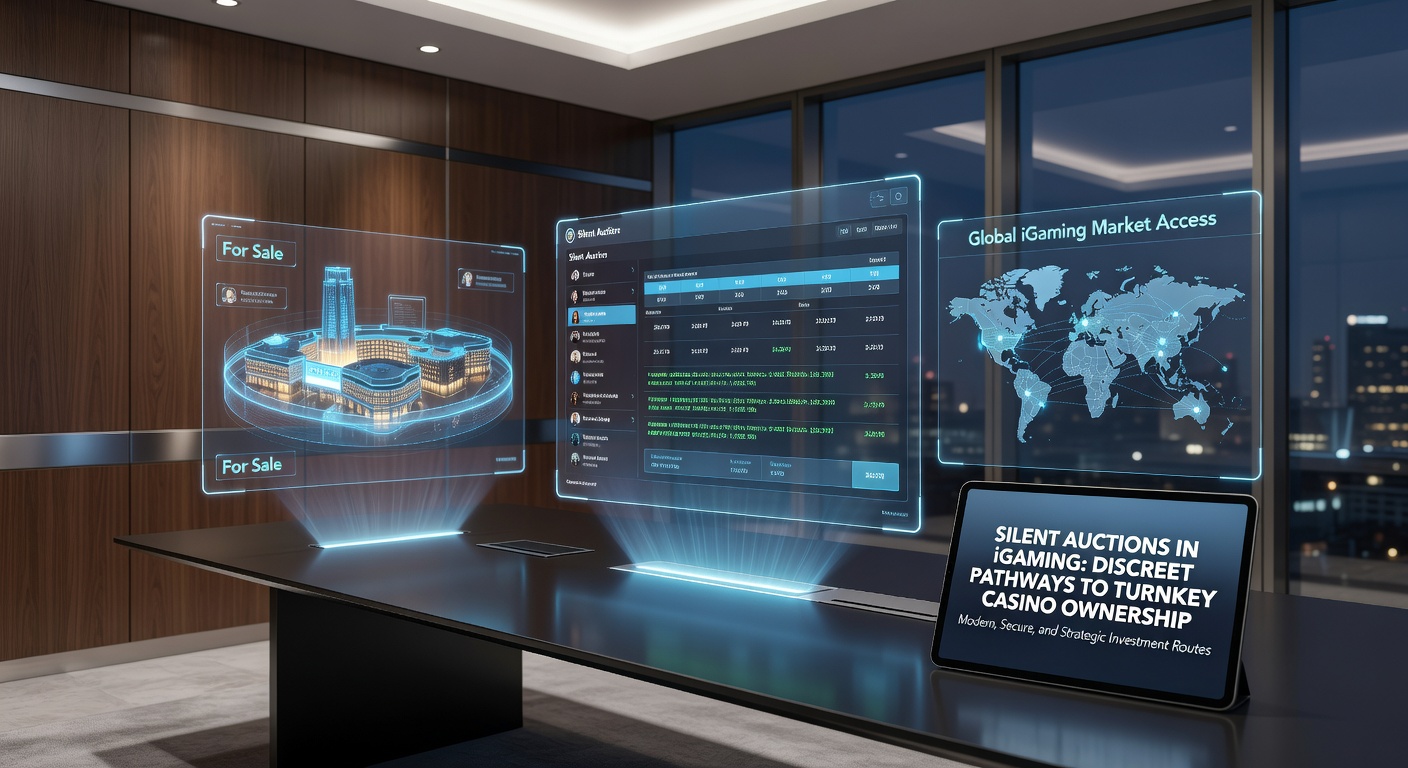 Digital dashboard showing confidential bid submissions in an iGaming auction interface, highlighting discreet transaction flows