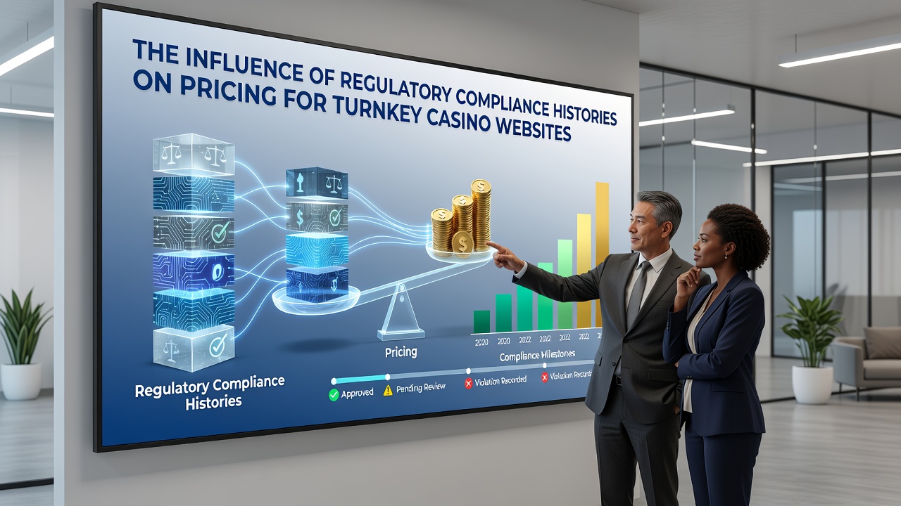 Analyst reviewing regulatory compliance documents for a turnkey casino website valuation