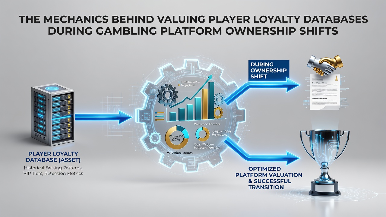 Analysts reviewing player loyalty database metrics during a gambling platform ownership transfer