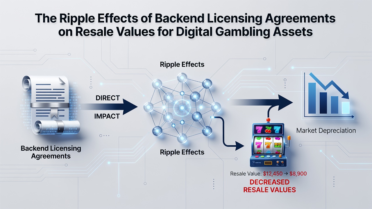 Diagram showing how licensing terms affect resale pricing for online gambling assets