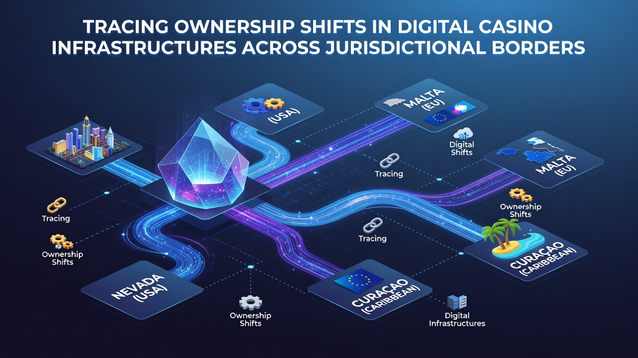 Digital map showing international casino ownership pathways and jurisdictional connections
